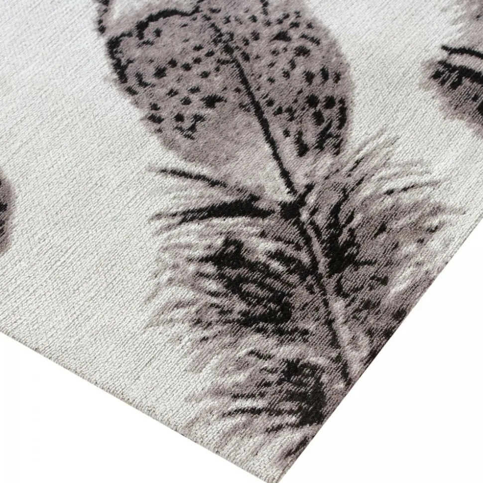 UNAMOURDETAPIS - Tapis salon 120x170 plumes gris , tapis en coton