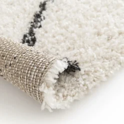 UNAMOURDETAPIS - Tapis shaggy 80x150 rectangle tissé noir et crème motif berbère croma 12