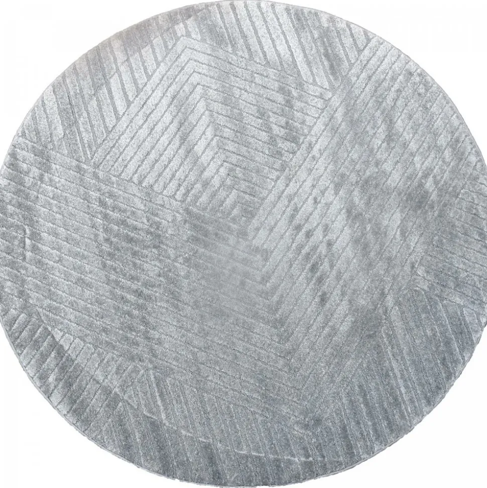 UNAMOURDETAPIS - Très grans tapis rond de salon ø240cm lyn9 d gris, tapis rond ton sur ton moderne