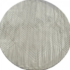 UNAMOURDETAPIS - Très grans tapis rond de salon ø240cm lyn9 cernan beige, tapis rond ton sur ton moderne
