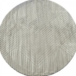 UNAMOURDETAPIS - Très grans tapis rond de salon ø240cm lyn9 cernan beige, tapis rond ton sur ton moderne