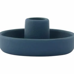 VENTURE HOME - Bougeoir en grès otis bleu foncé
