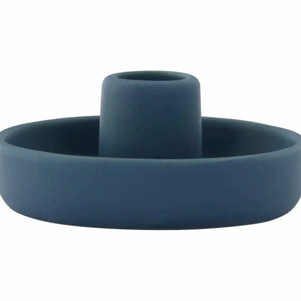 VENTURE HOME - Bougeoir en grès otis bleu foncé