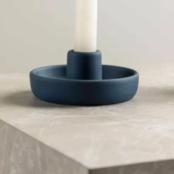 VENTURE HOME - Bougeoir en grès otis bleu foncé