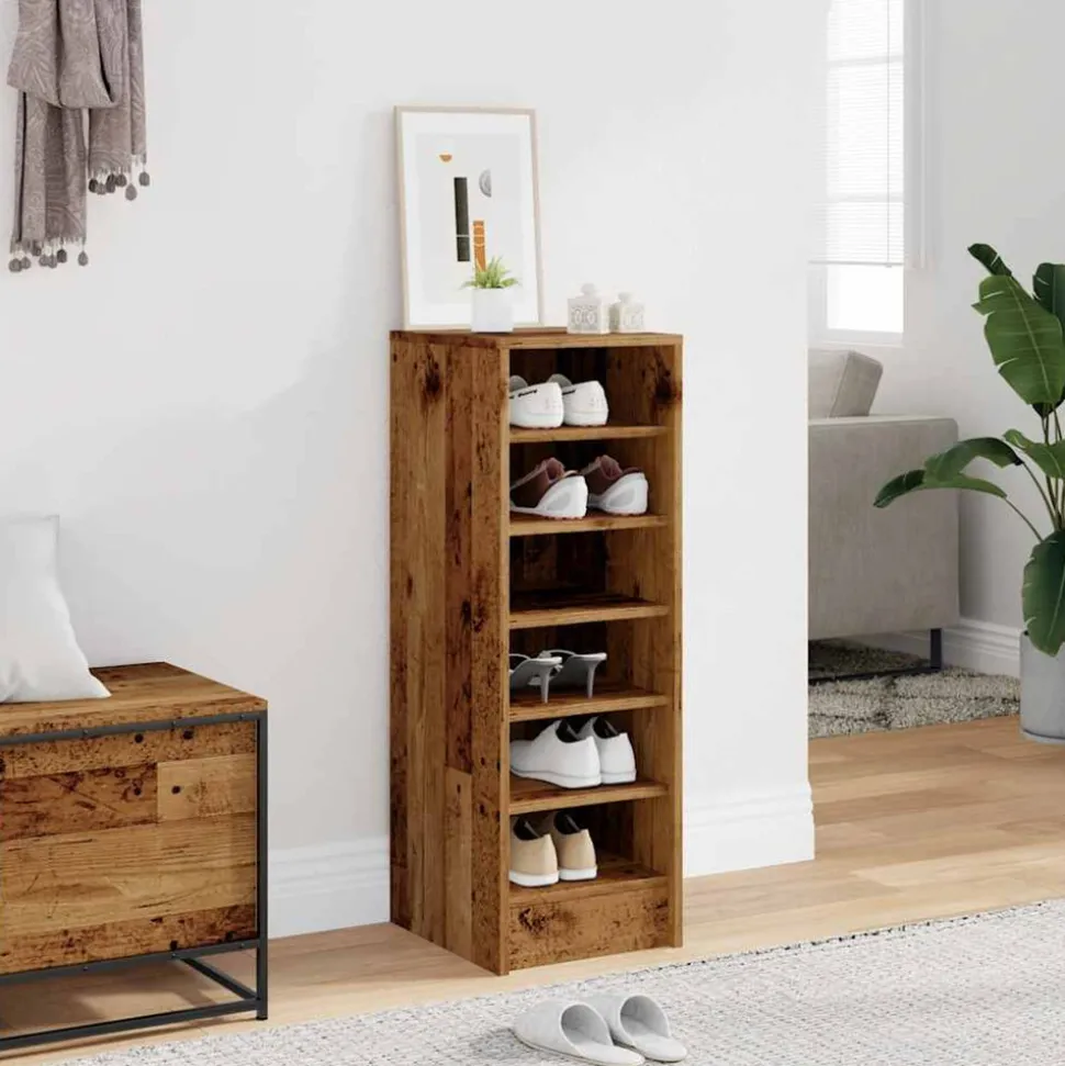 VIDAXL - Armoire à chaussures vieux bois 32x35x92 cm bois d'ingénierie