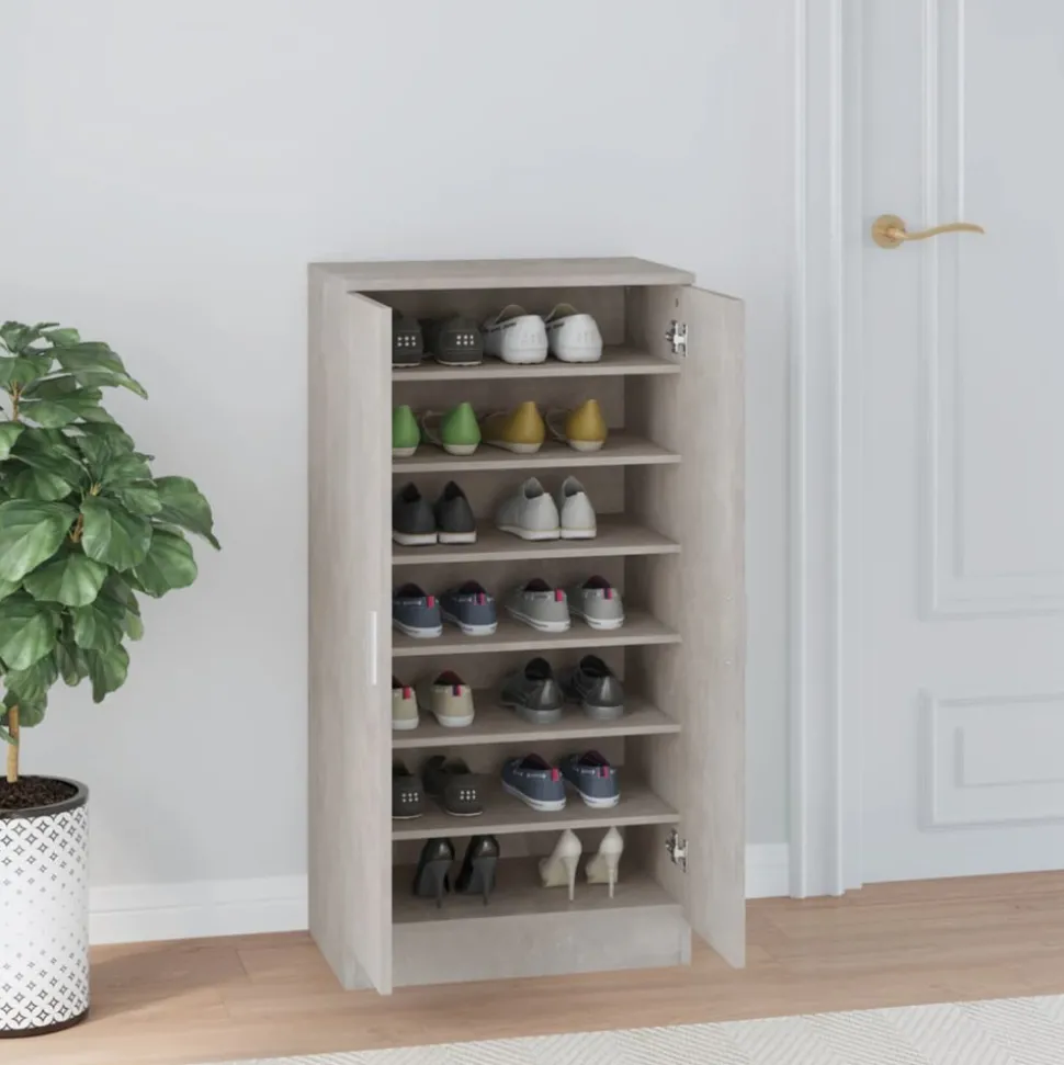 VIDAXL - Armoire à chaussures gris béton 55x35x108 cm bois d'ingénierie