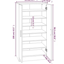VIDAXL - Armoire à chaussures gris béton 55x35x108 cm bois d'ingénierie
