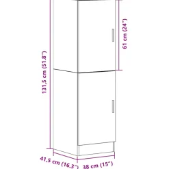 VIDAXL - Armoire de cuisine noir 38x41,5x131,5 cm bois d'ingénierie
