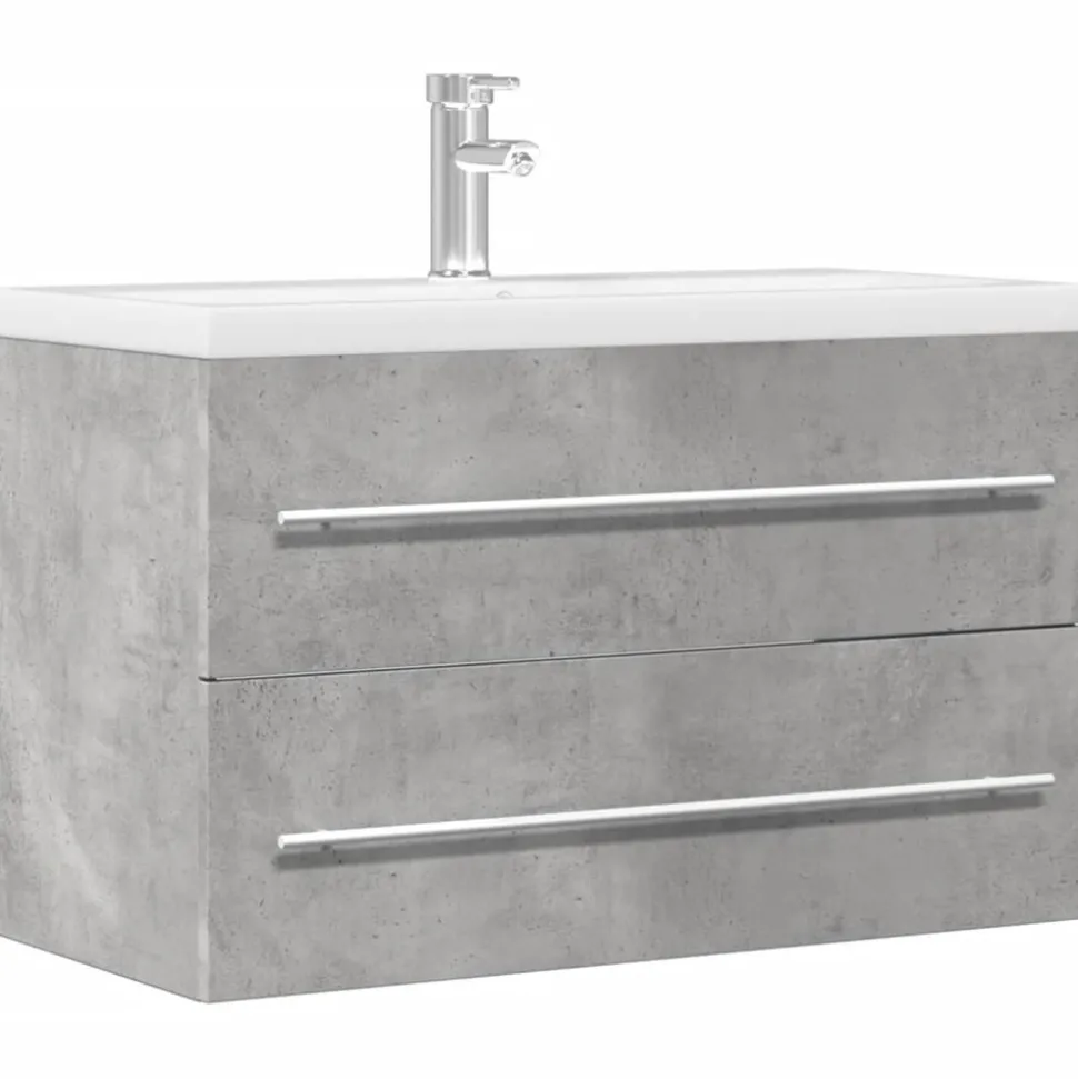 VIDAXL - Armoire de lavabo gris béton 80x38,5x48 cm bois ingénierie