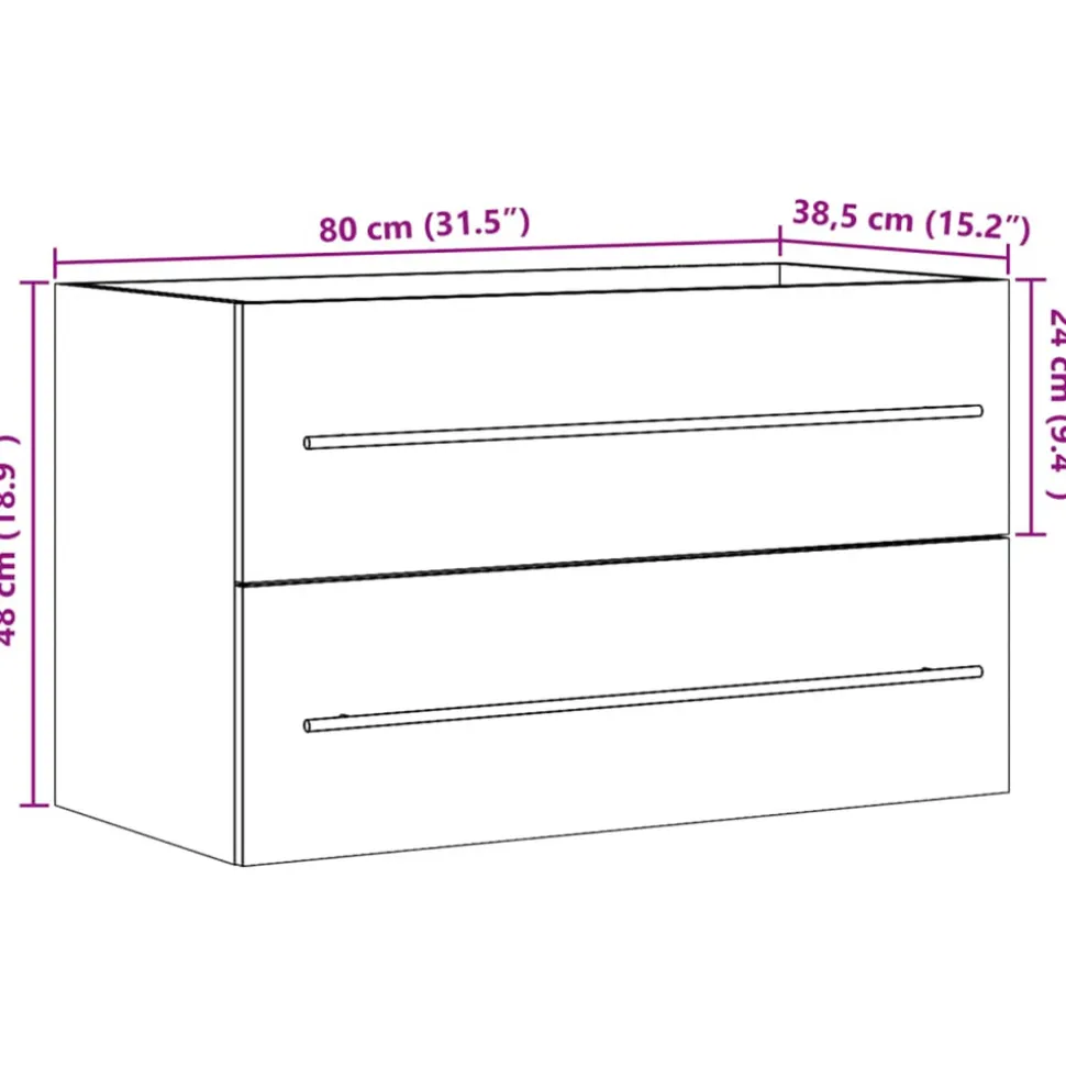 VIDAXL - Armoire de lavabo gris béton 80x38,5x48 cm bois ingénierie