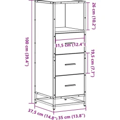 VIDAXL - Armoire de salle de bain chêne sonoma 35x37,5x100 cm