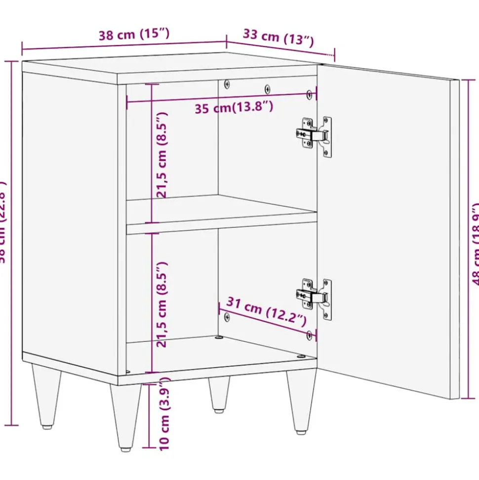 VIDAXL - Armoire de salle de bain 38x33x58 cm bois massif de manguier