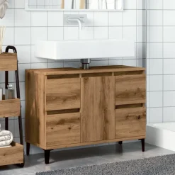 VIDAXL - Armoire d'évier chêne artisanal 80x33x60 cm bois d'ingénierie