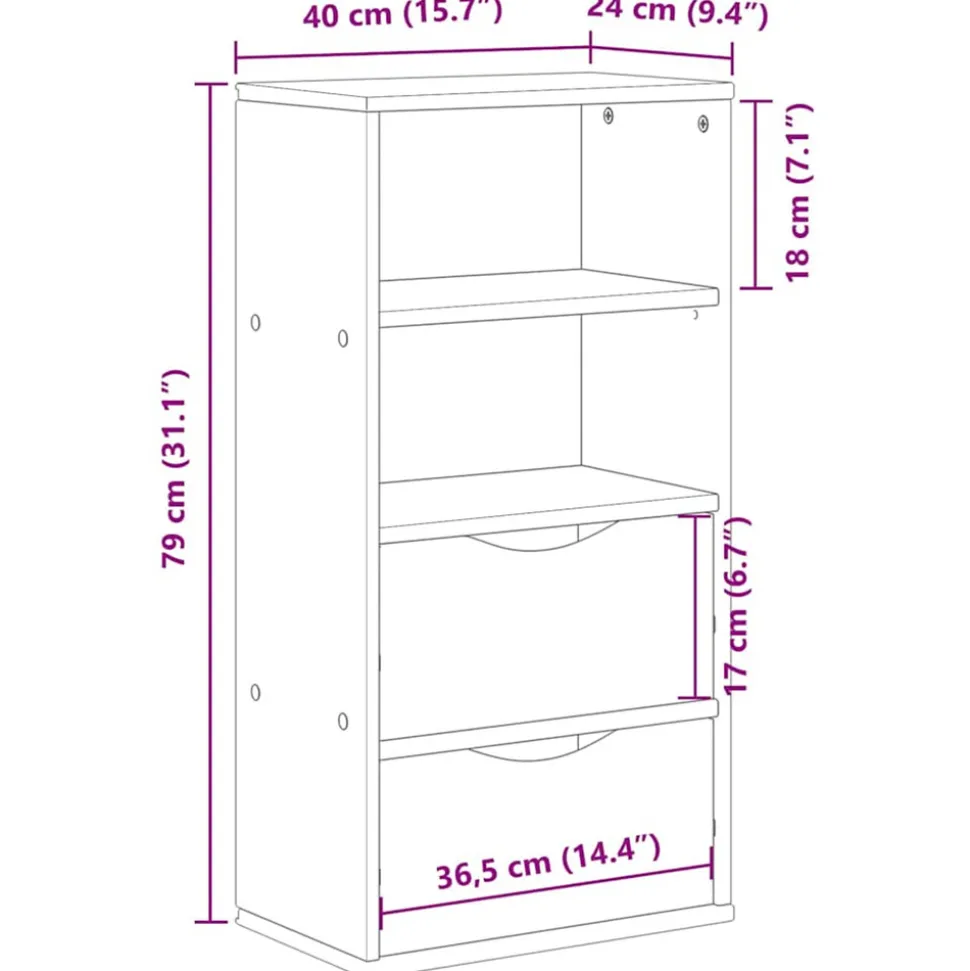 VIDAXL - Armoire latérale avec tiroirs odda 40x24x79 cm bois massif pin