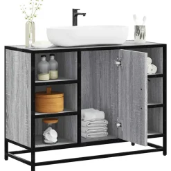 VIDAXL - Armoire lavabo de salle de bain sonoma gris bois d'ingénierie