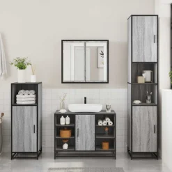 VIDAXL - Armoire lavabo de salle de bain sonoma gris bois d'ingénierie