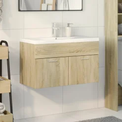 VIDAXL - Armoire lavabo de salle de bain et bassin intégré chêne sonoma
