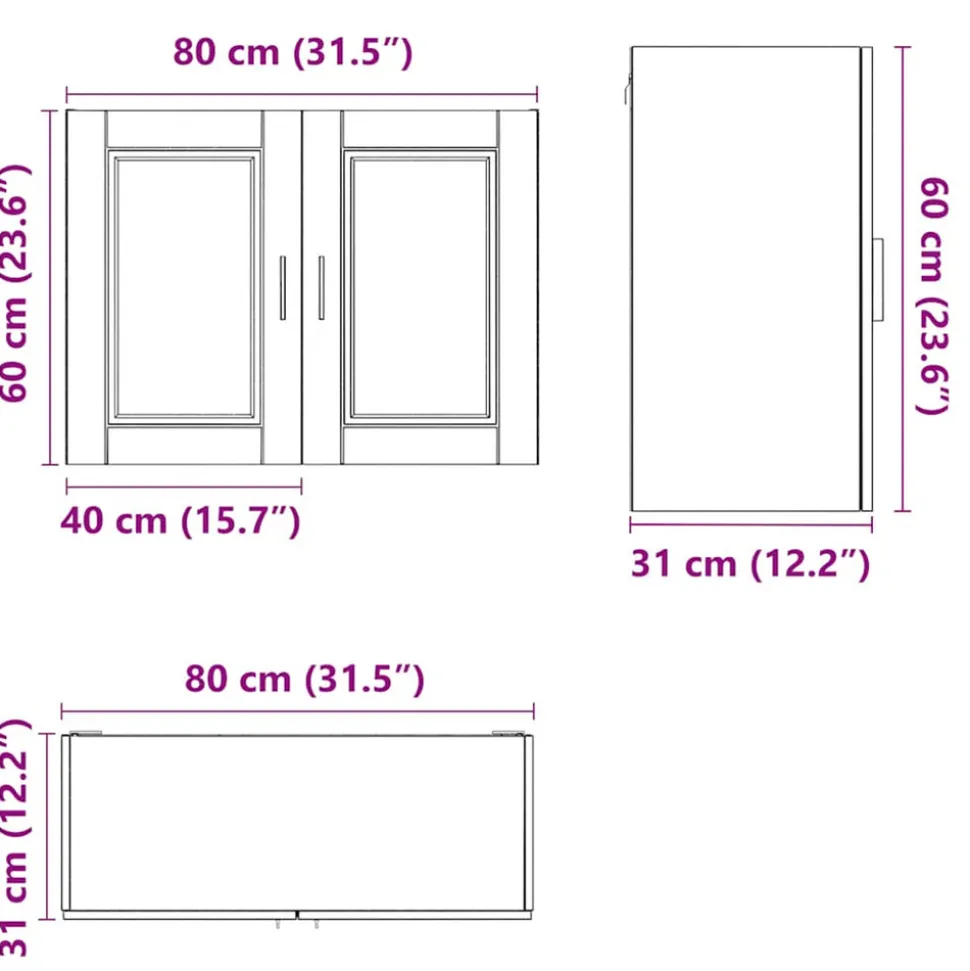 VIDAXL - Armoire murale de cuisine porto noir bois d'ingénierie
