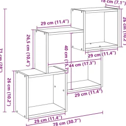 VIDAXL - Armoire murale 78x18x71 cm noir bois d'ingénierie