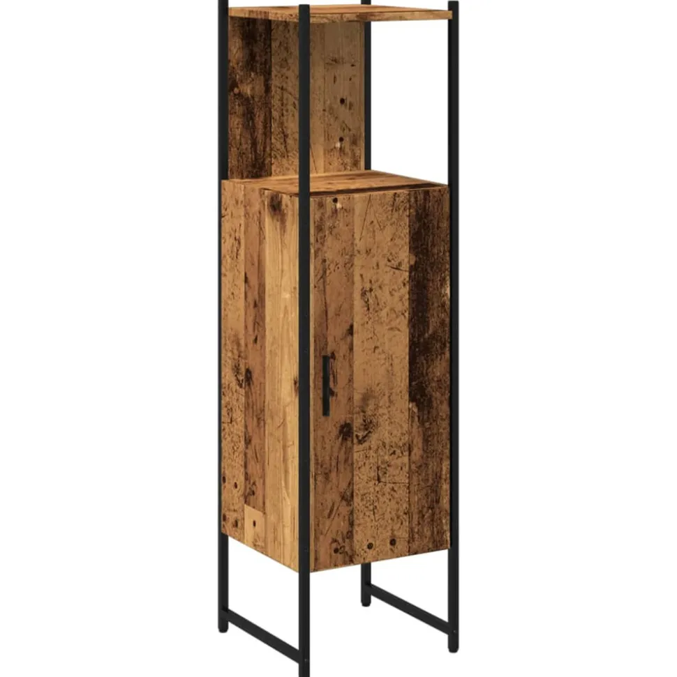 VIDAXL - Armoire salle de bain vieux bois 33x33x120,5 cm bois ingénierie
