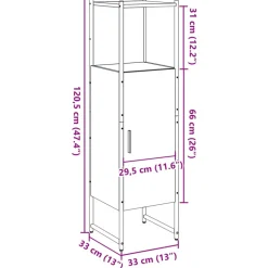 VIDAXL - Armoire salle de bain vieux bois 33x33x120,5 cm bois ingénierie