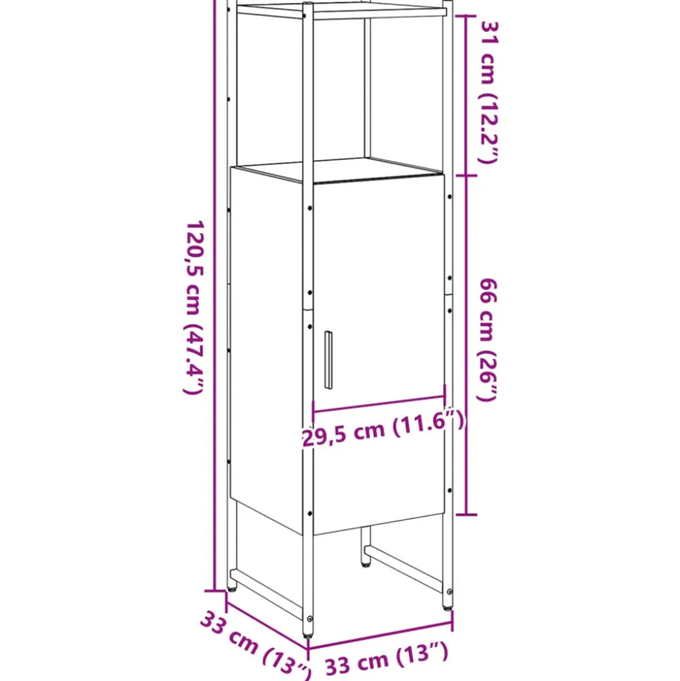 VIDAXL - Armoire salle de bain vieux bois 33x33x120,5 cm bois ingénierie