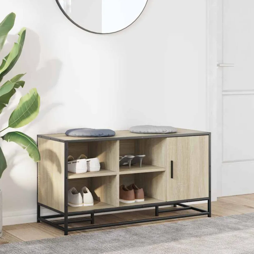 VIDAXL - Banc à chaussures chêne sonoma bois d'ingénierie et métal