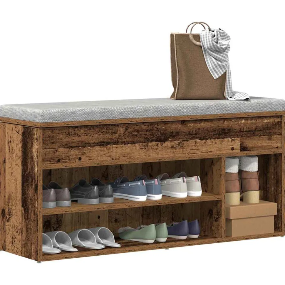 VIDAXL - Banc à chaussures vieux bois 102x30,5x45 cm bois d'ingénierie