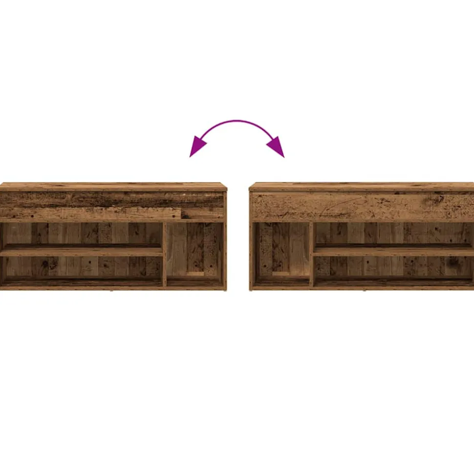 VIDAXL - Banc à chaussures vieux bois 102x30,5x45 cm bois d'ingénierie