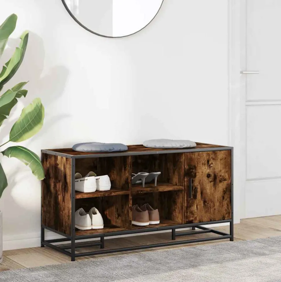VIDAXL - Banc à chaussures chêne fumé bois d'ingénierie et métal