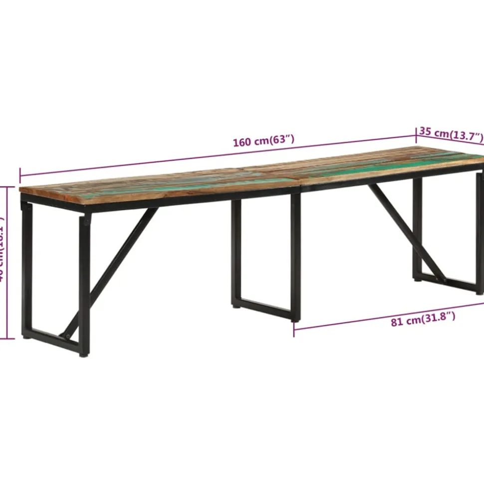 VIDAXL - Banc 160x35x46 cm bois massif de récupération