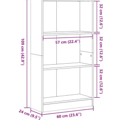 VIDAXL - Bibliothèque chêne fumé 60x24x109 cm bois d'ingénierie