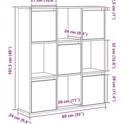 VIDAXL - Bibliothèque gris béton 89x24x101,5 cm bois d'ingénierie