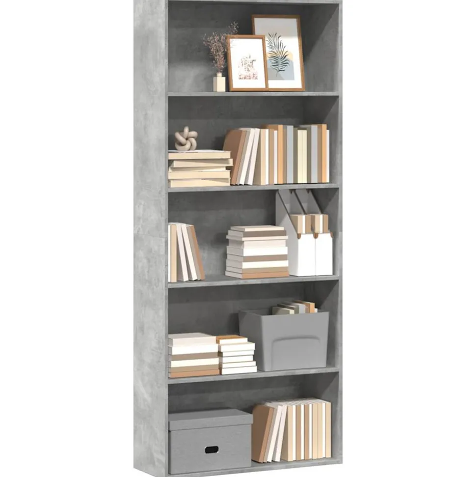 VIDAXL - Bibliothèque gris béton 80x30x189 cm bois d'ingénierie