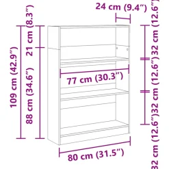 VIDAXL - Bibliothèque gris béton 80x24x109 cm bois d'ingénierie