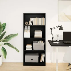 VIDAXL - Bibliothèque noir 60x24x143 cm bois d'ingénierie