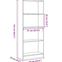 VIDAXL - Bibliothèque noir 60x24x143 cm bois d'ingénierie