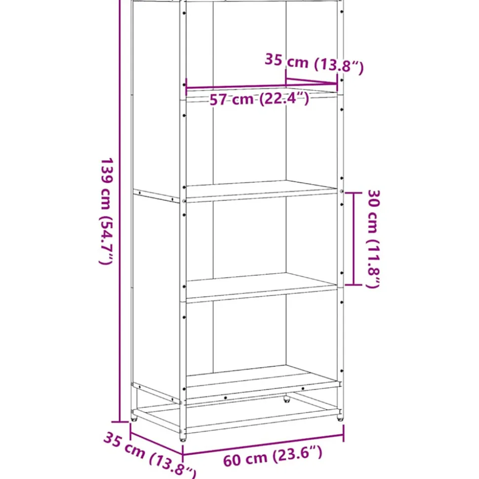 VIDAXL - Bibliothèque sonoma gris 60x35x139 cm bois d'ingénierie