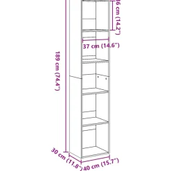 VIDAXL - Bibliothèque sonoma gris 40x30x189 cm bois d'ingénierie