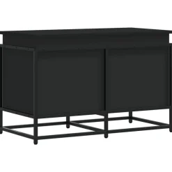 VIDAXL - Boîte de rangement avec couvercle noir bois d ingénierie