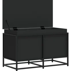 VIDAXL - Boîte de rangement avec couvercle noir bois d ingénierie