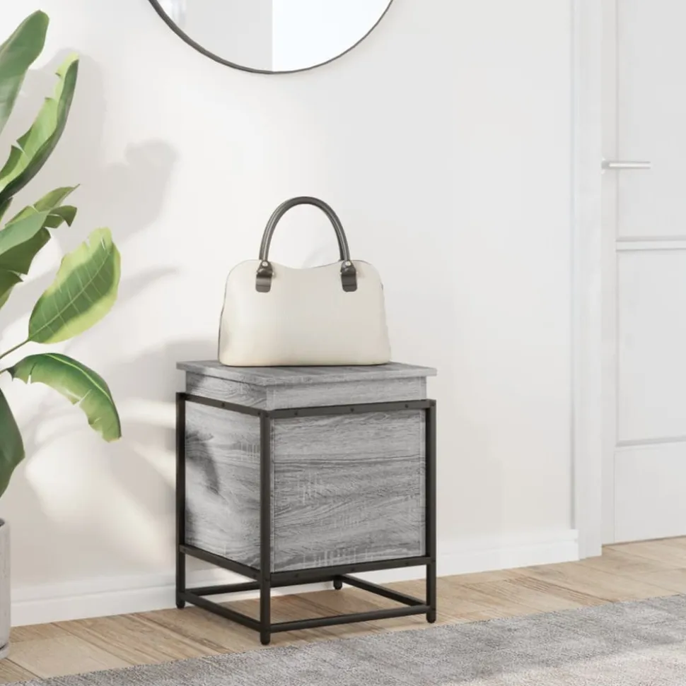 VIDAXL - Boîte de rangement avec couvercle sonoma gris bois d’ingénierie