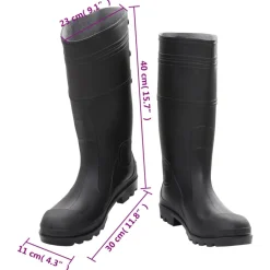 VIDAXL - Bottes de pluie noir taille 44 pvc