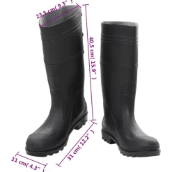 VIDAXL - Bottes de pluie noir taille 45 pvc