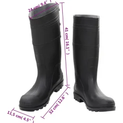 VIDAXL - Bottes de pluie noir taille 46 pvc