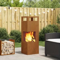 VIDAXL - Braise marron 35 x 35 x 100 cm acier résistant aux intempéries