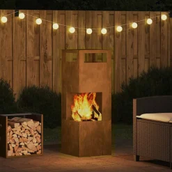 VIDAXL - Braise marron 35 x 35 x 100 cm acier résistant aux intempéries