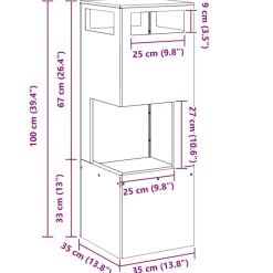 VIDAXL - Braise marron 35 x 35 x 100 cm acier résistant aux intempéries