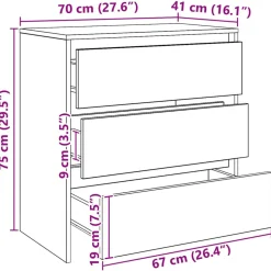 VIDAXL - Buffet chêne artisanal 70x41x75 cm bois d'ingénierie