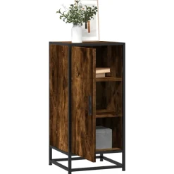 VIDAXL - Buffet chêne fumé 35,5x35x76 cm bois d'ingénierie et métal
